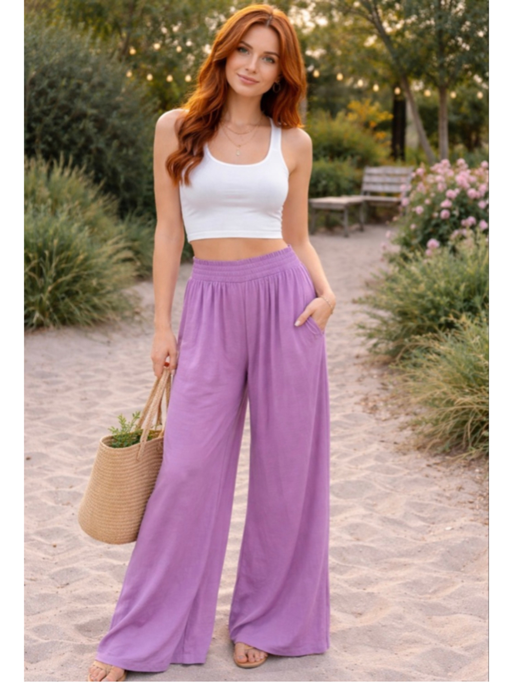Women's Dazy Purple Wide Leg Pants XL - Picture 1 of 11